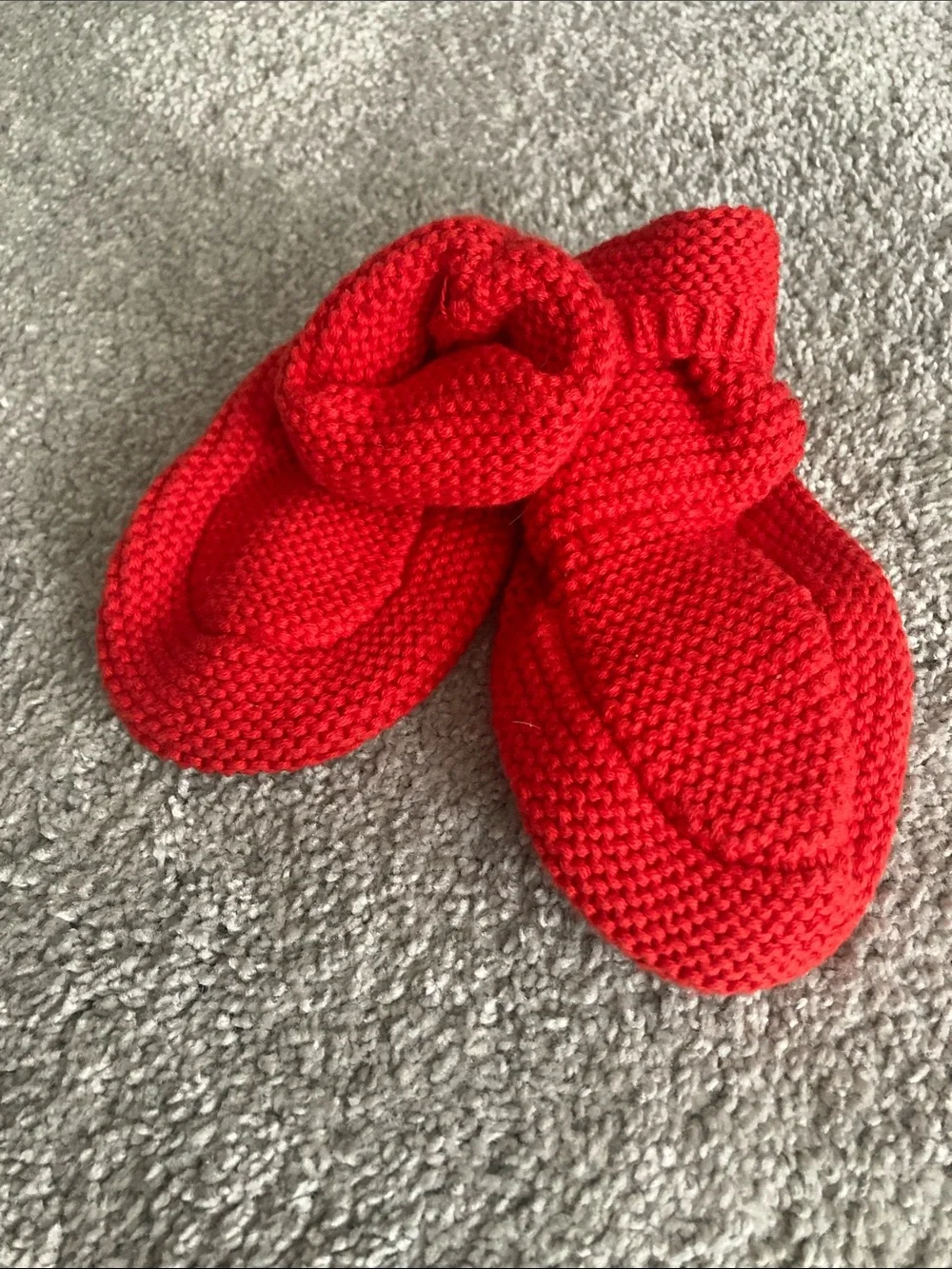 Bright Red Knit Baby Slippers